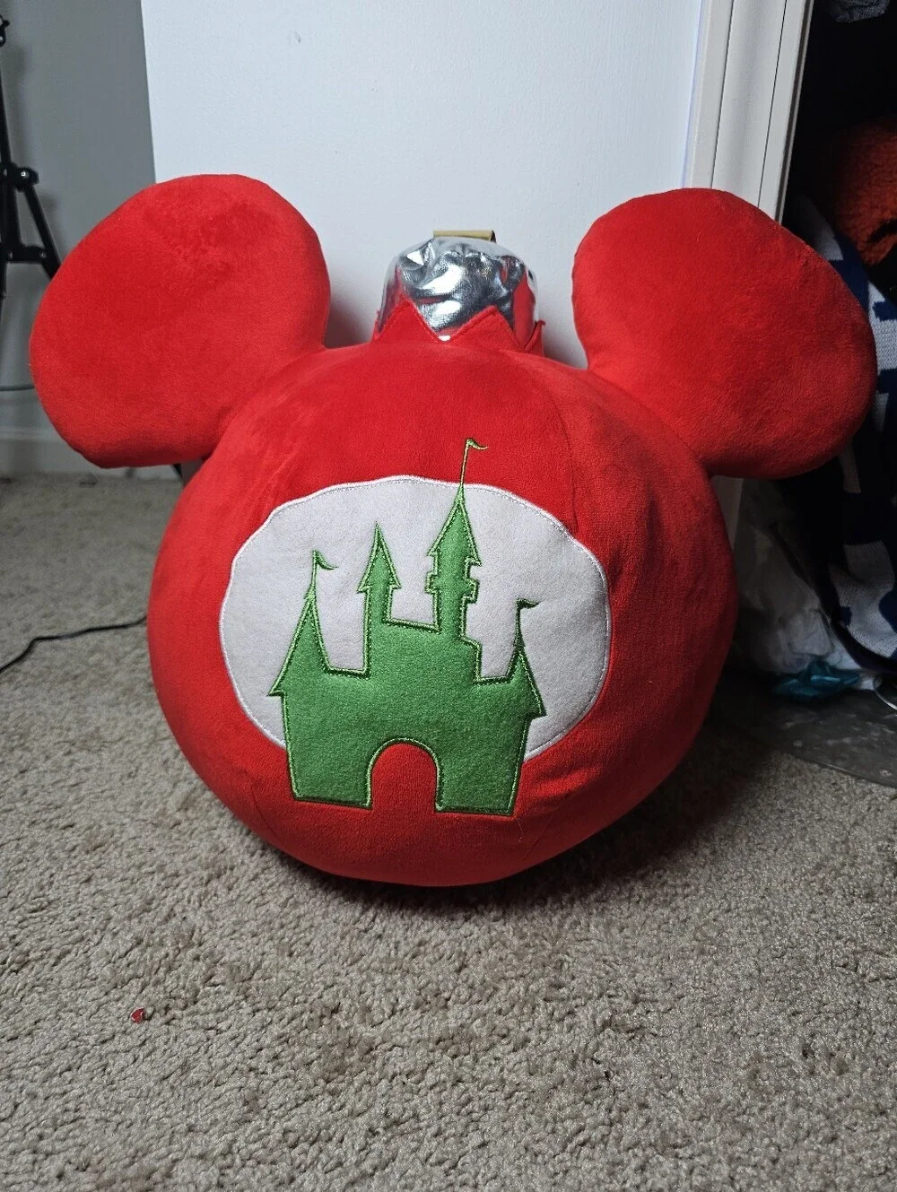 Disney Parks Holiday Christmas Mickey Icon Castle Ornament 16 Inch Pillow